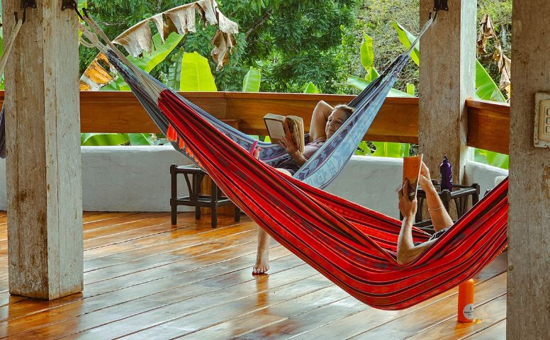 Guests relaxing in Hammock pavilion